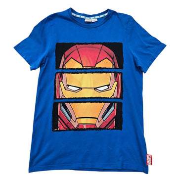 Marvel Iron Man Royal Blue Helmet Evolution Graphic T-Shirt Size 16