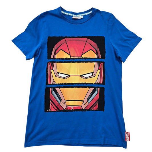 Marvel Iron Man Royal Blue Helmet Evolution Graphic T-Shirt Size 16