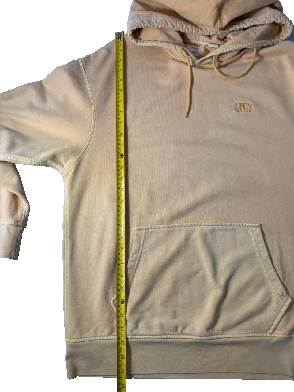Levi's Men Beige Pullover Hoodie Relaxed Fit Size L Hooded Sweatshirt