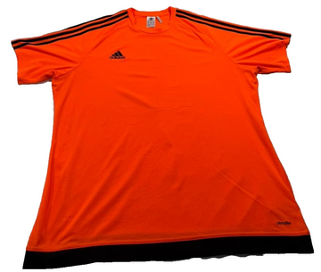 Adidas Men's Bright Orange Climalite Training Shirt Black 3-Stripe Crew Neck 2Xl