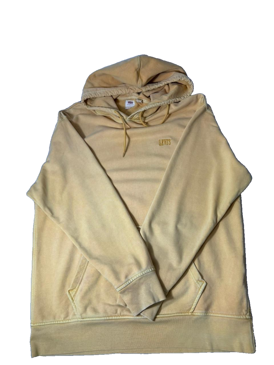 Levi's Men Beige Pullover Hoodie Relaxed Fit Size L Hooded Sweatshirt