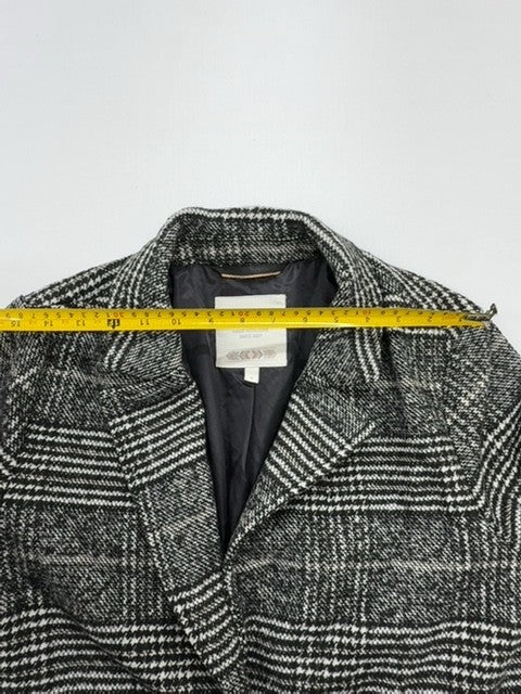 Tom Tailor Denim Men Black White Plaid Wool Peacoat Size M Regular