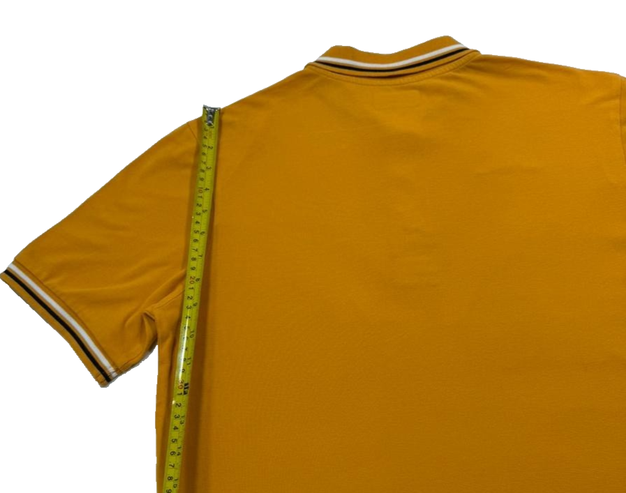 Men's Retro Kappa Yellow Polo With Striped Collar And Cuffs - Size Small