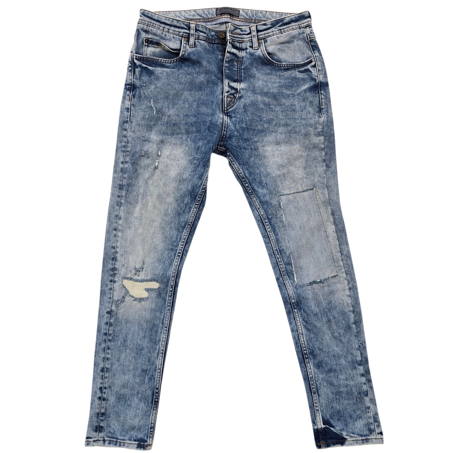 Zara Man Men's Light Blue Distressed Denim Jeans 31x31