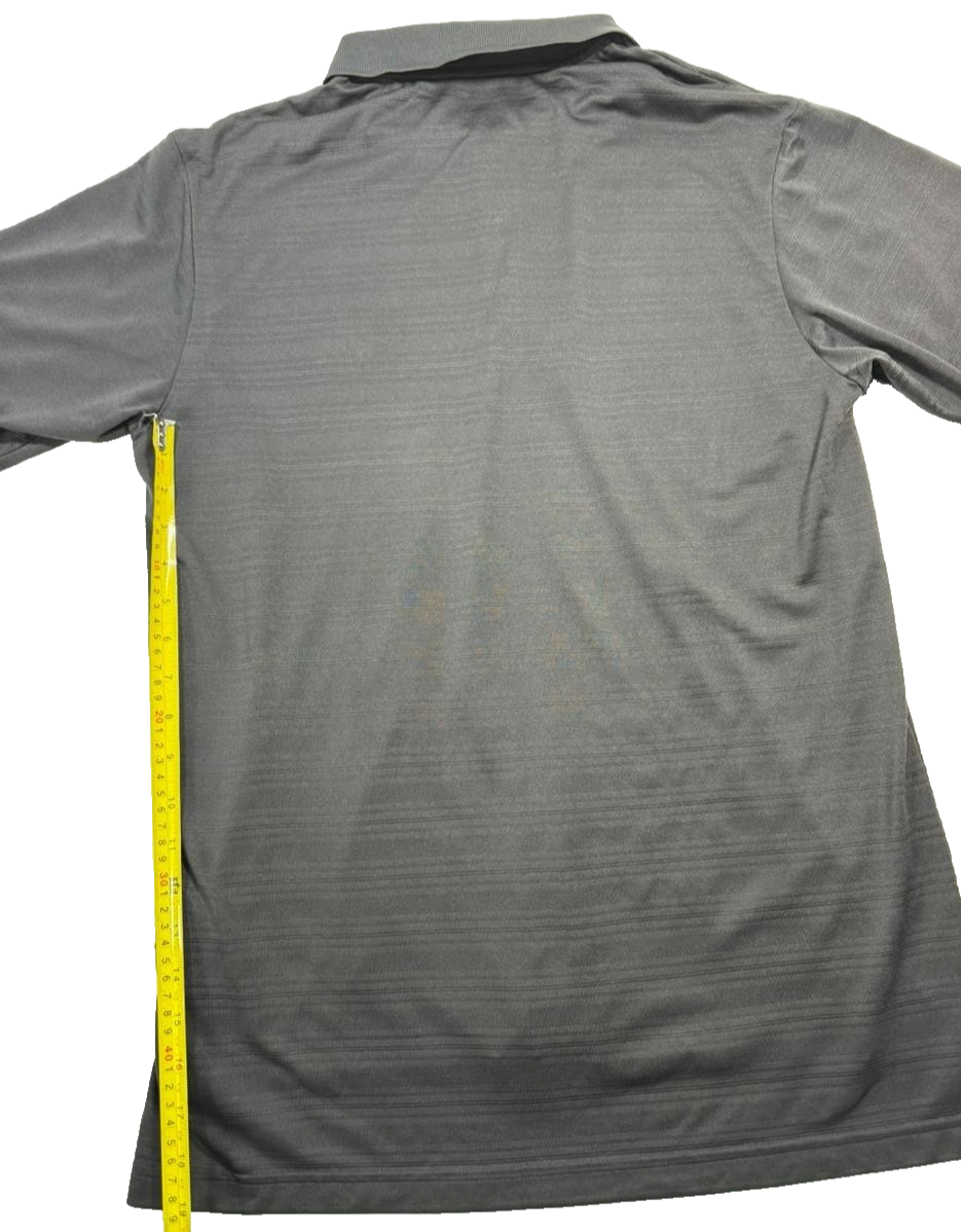 Adidas Men's Black Golf Polo Shirt Climalite Textured Stripe Logo Size L
