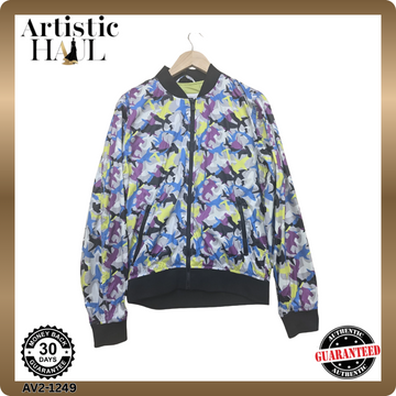 Trussardi Jeans Shark Print Bomber Jacket Men Sz 52 Multicolor