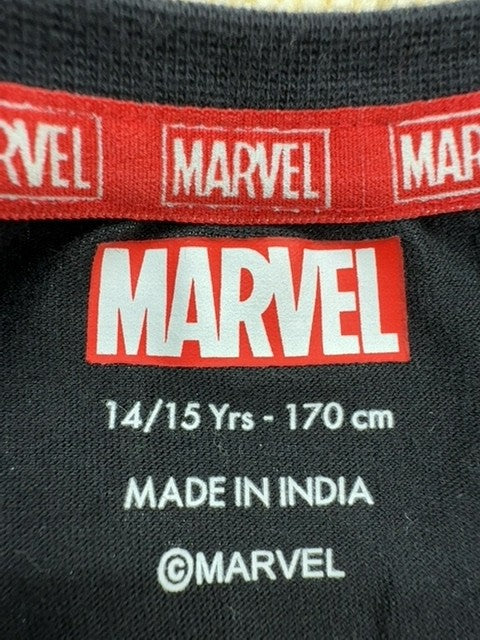 Marvel All Over Print Black Cotton T-Shirt Short Sleeve Crew Neck