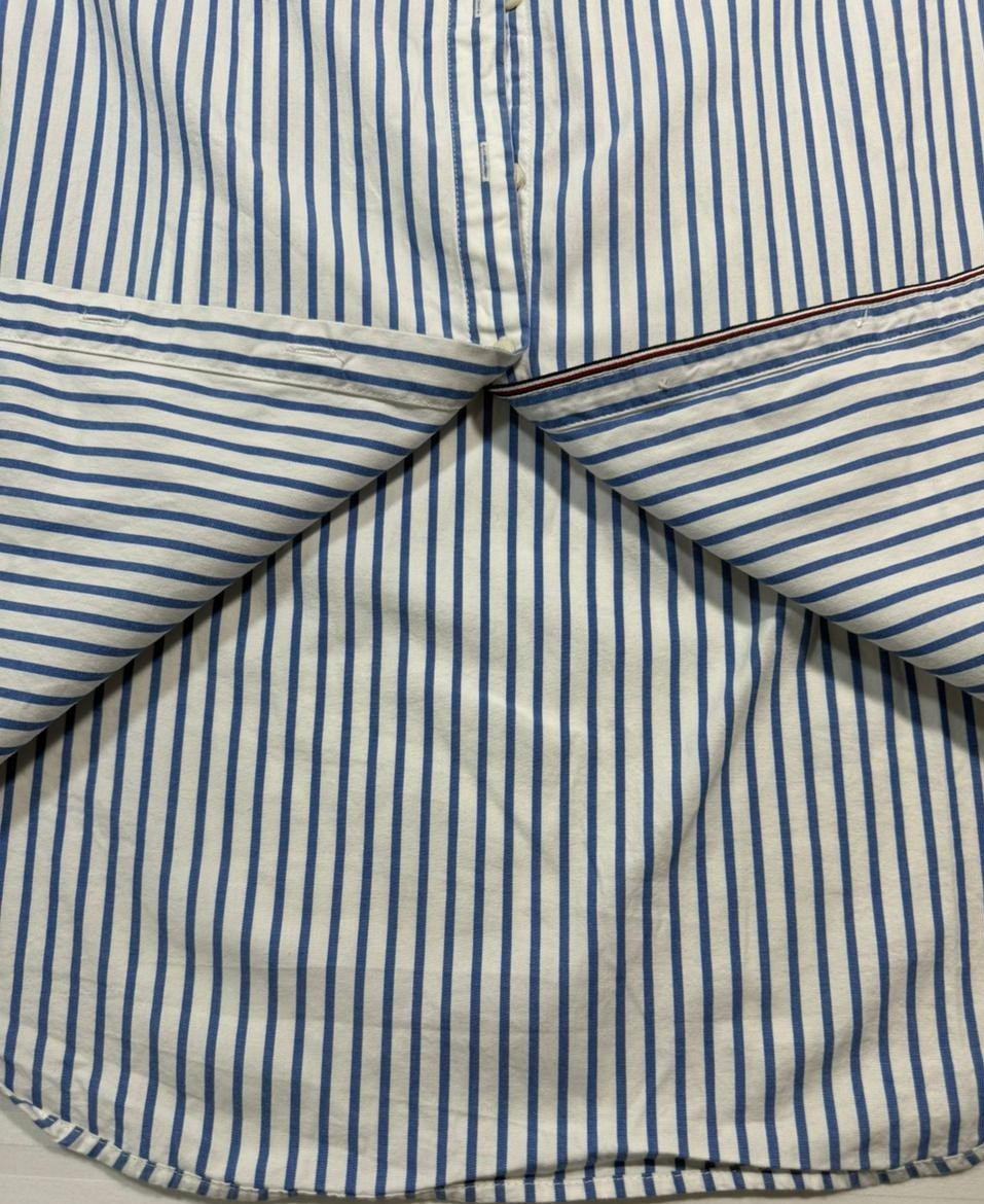 Tommy Hilfiger Women's Blue White Striped Relaxed Fit Button Down Shirt Size S