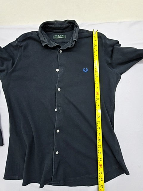 Fred Perry Black Cotton Button-Down Long Sleeve Shirt Men's M England
