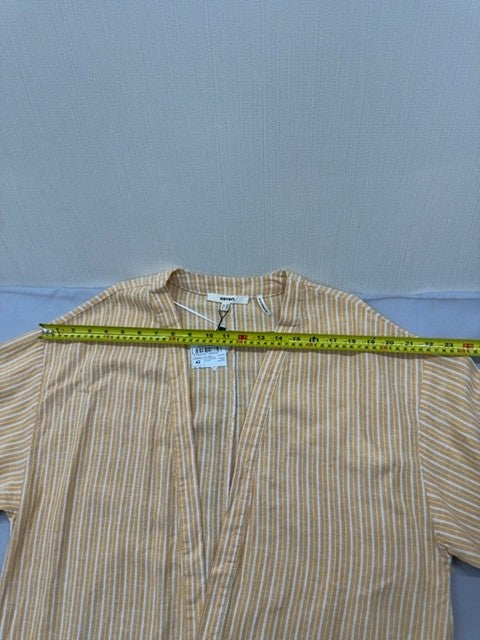 Koton Striped Beige Linen Viscose Cardigan Women L Drop Shoulder
