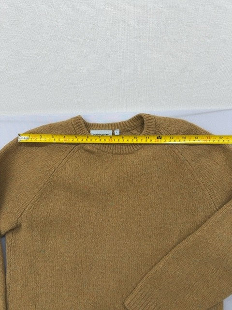 Carhartt WIP Mustard Wool Blend Crewneck Sweater L Men Long Sleeve Logo