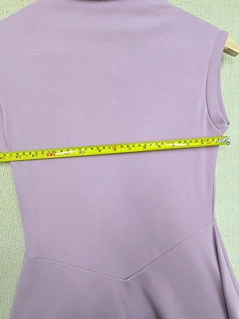 Bebe Purple Midi Cocktail Dress L Sleeveless Mock Neck Strappy