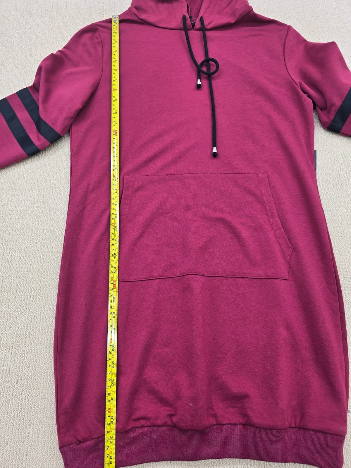 Tiana B Magenta Hoodie Dress M Long Sleeve Stripe Pocket Women