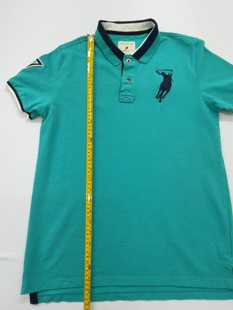 Polo Boys Teal Polo Shirt 100% Cotton Pique Knit Size M Excellent Cond
