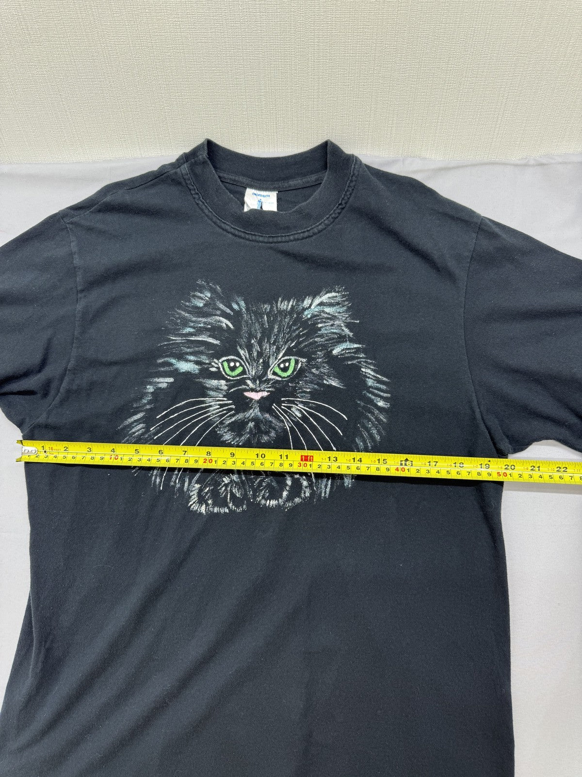 Decathlon Black Cat Graphic Print Cotton T-Shirt Size L