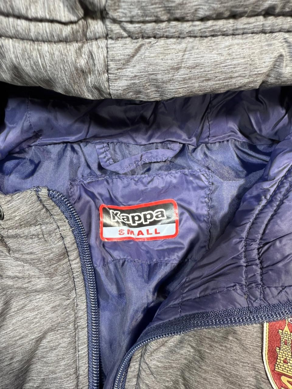 Kappa Gray Blue Puffer Jacket SICASAL Team Quilted Hooded Parka Size S