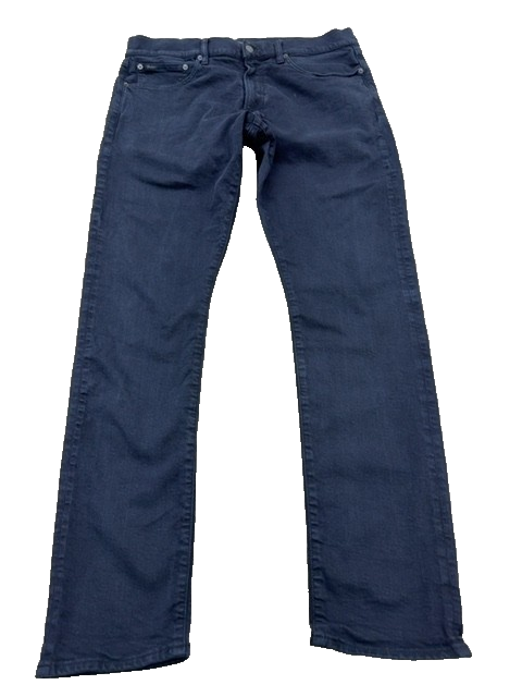 Unisex Adult Slim Fit Dark Blue Denim Jeans Button Closure Regular