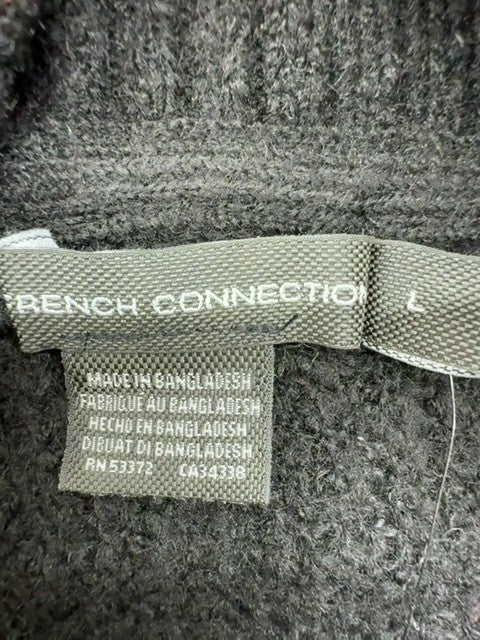 French Connection Women's Gray L Mock Neck Zip Knit Sweater Drop Shoulder