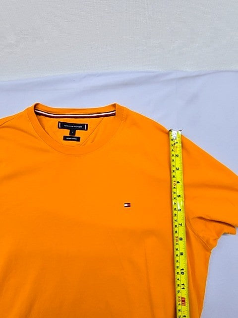Tommy Hilfiger Men's Orange V-Neck T-Shirt Size L Organic Cotton