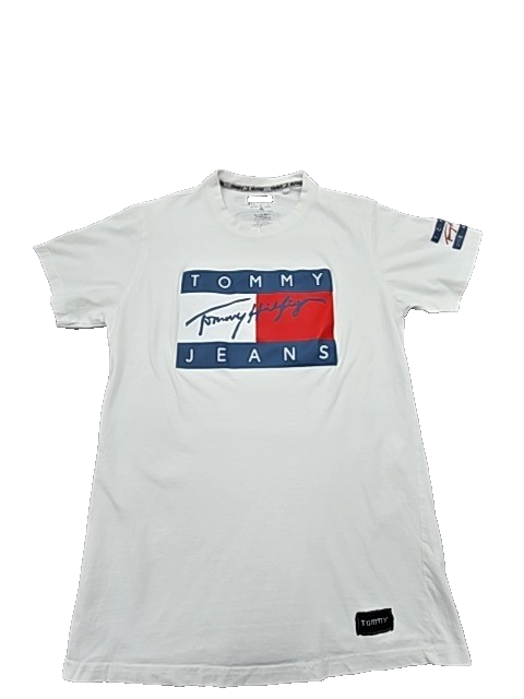 Tommy Hilfiger Women's White Flag Logo T-Shirt XL Regular Fit