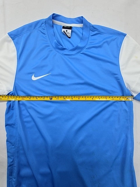 Nike Men's L Blue/White Dri-FIT Soccer Jersey Short Sleeve