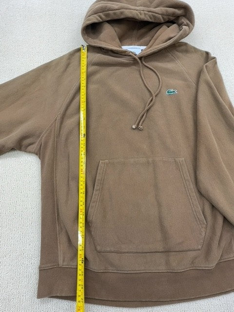 Lacoste Unisex Beige LIVE Fleece Hoodie Sweatshirt XL Loose Fit