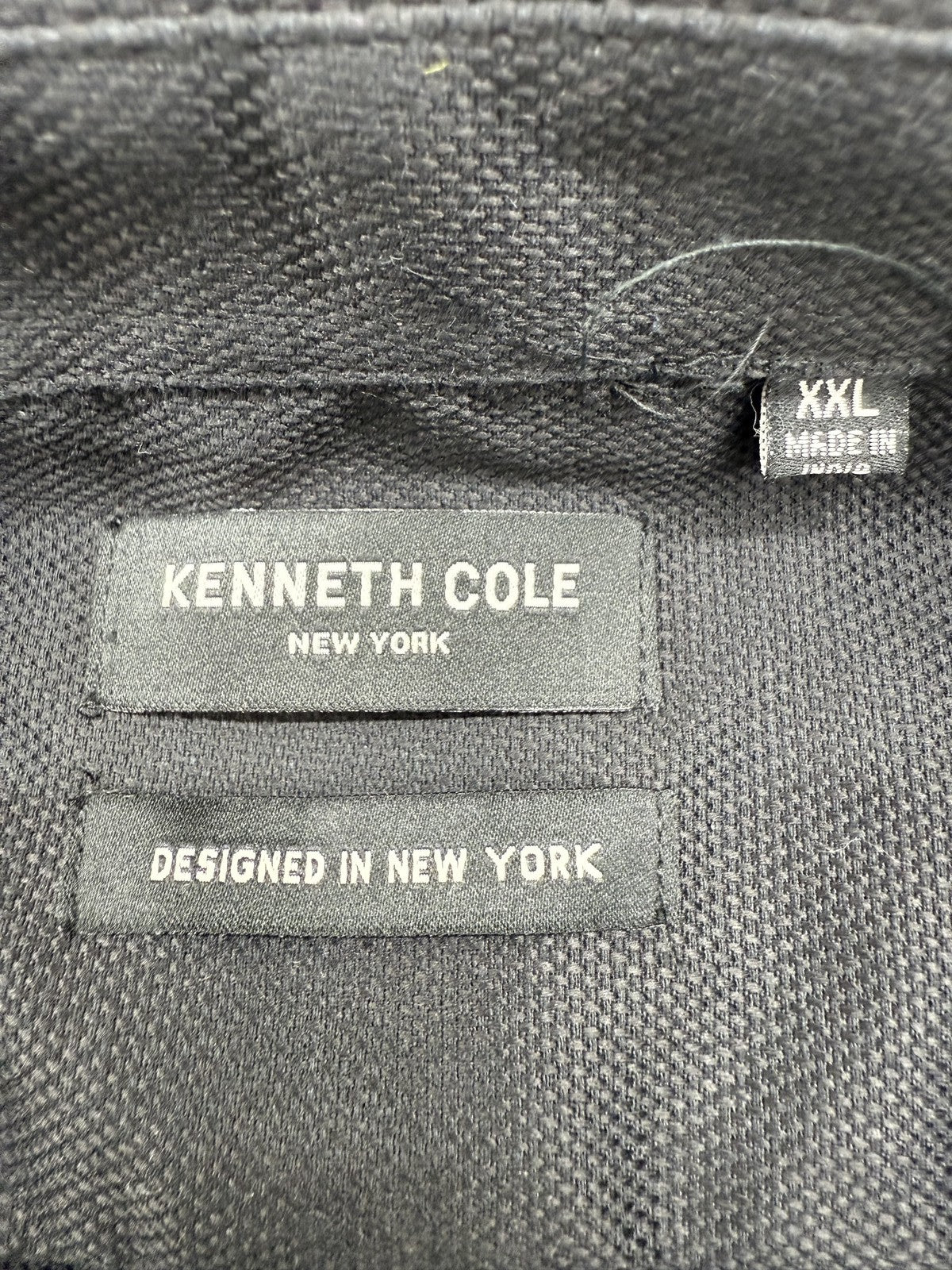 Kenneth Cole Men's Black Solid Dress Shirt XL Cotton Blend Button