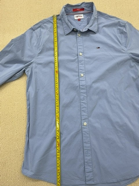 Tommy Jeans Men's XL Light Blue Slim Fit Long Sleeve Button-Down Shirt