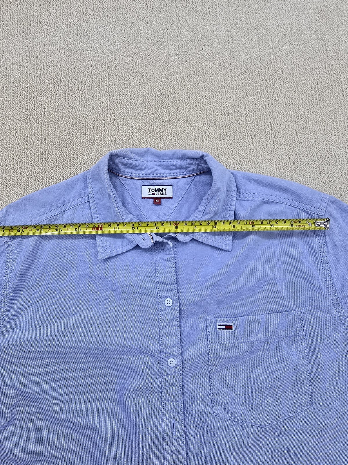 Tommy Jeans Light Blue Cotton Button-Down Shirt Men's M Long Sleeve