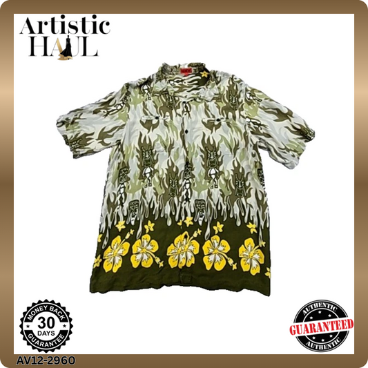 Kudeta Unisex Green Shirt – Size 3, Camo, Short Sleeve