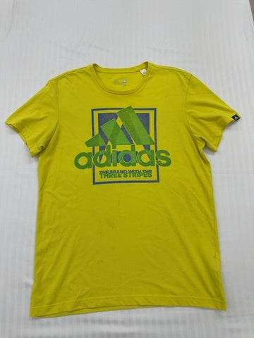 Adidas Men's Yellow Graphic Print Crew Neck T-Shirt Size M
