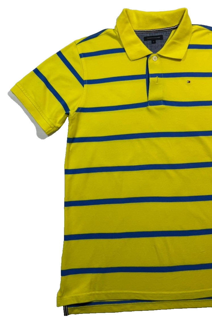 Tommy Hilfiger Older Teens Size 16 Yellow And Blue Stripe Polo Shirt