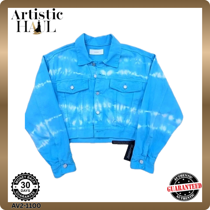 Blanknyc Denim Trucker Jacket Blue Tie Dye Cropped Size M