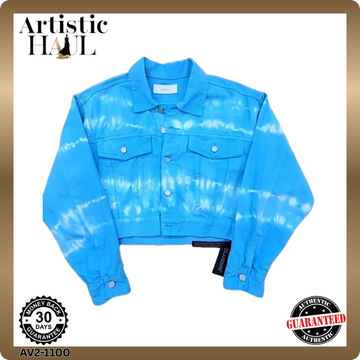 Blanknyc Denim Trucker Jacket Blue Tie Dye Cropped Size M