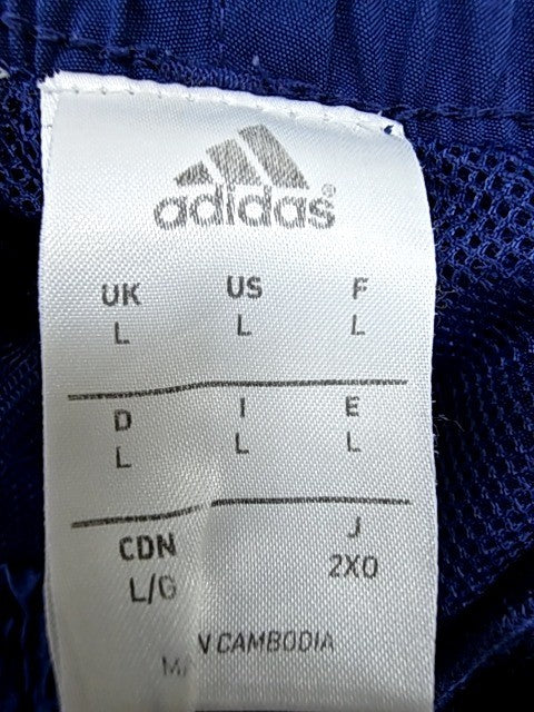Adidas Unisex Navy Three Stripes Track Pants Size L Tapered