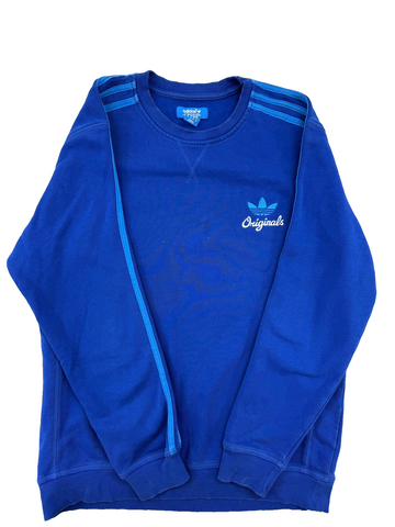 Adidas Originals Navy 3-Stripes Crewneck Fleece Sweatshirt M Men