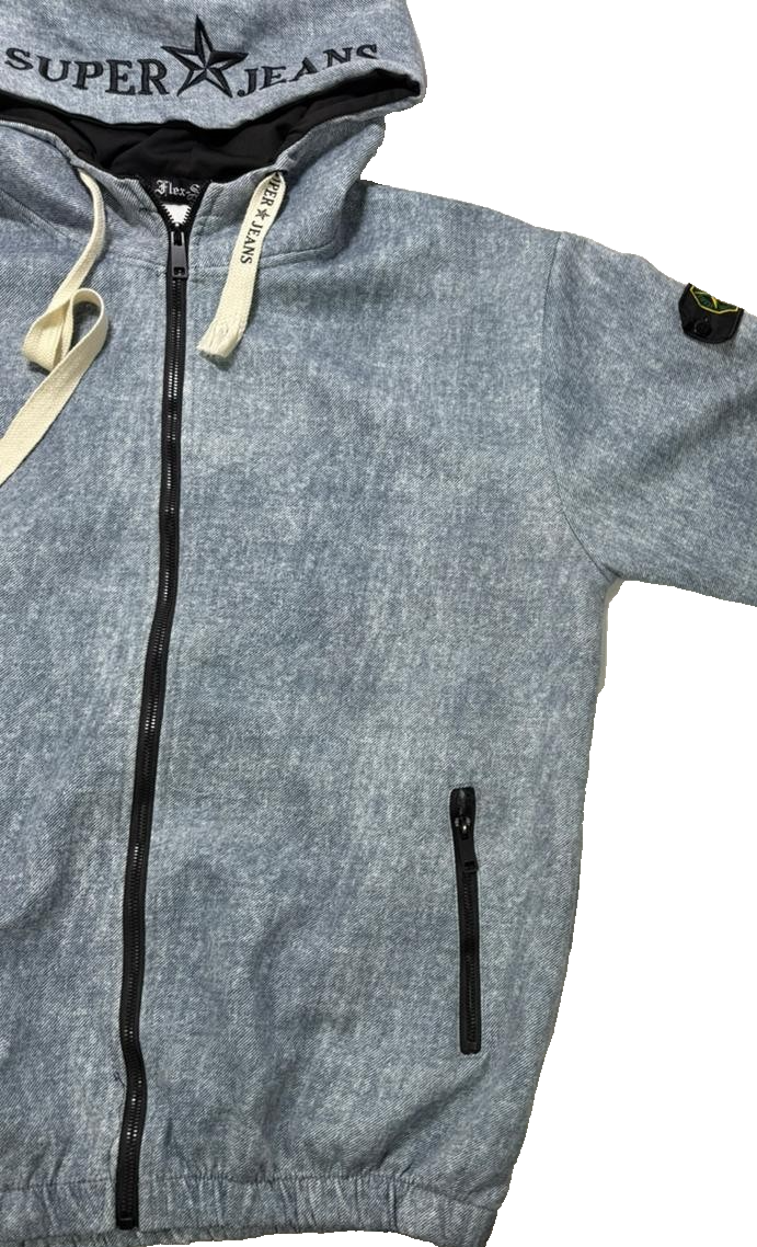 Super Jeans Flex-Style Grey Zip Up Hoodie Jacket Men's Casual XXL