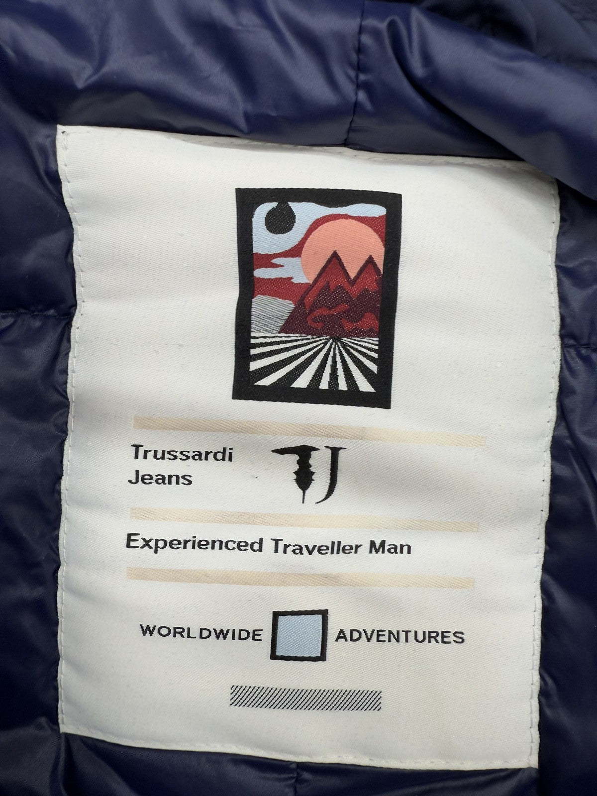Trussardi Jeans Men's Down Jacket Size 43 Navy Italy Heavy Warmth