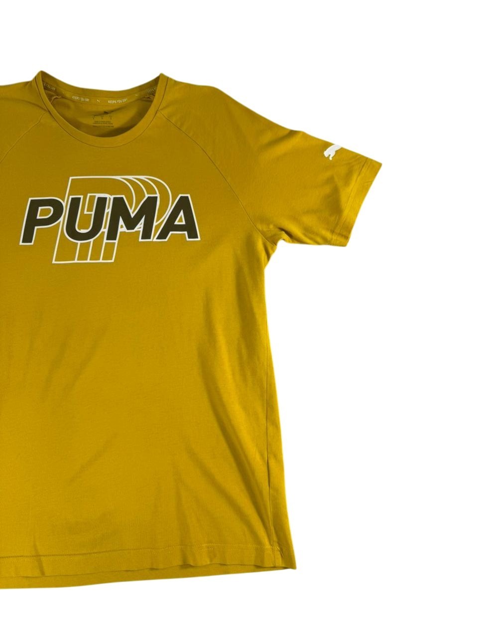 Puma Men's Yellow Logo T-Shirt Size S Short Sleeve Crew Neck