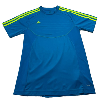 Adidas Men's Bright Blue Climalite Training Shirt Neon 3-Stripes Size M