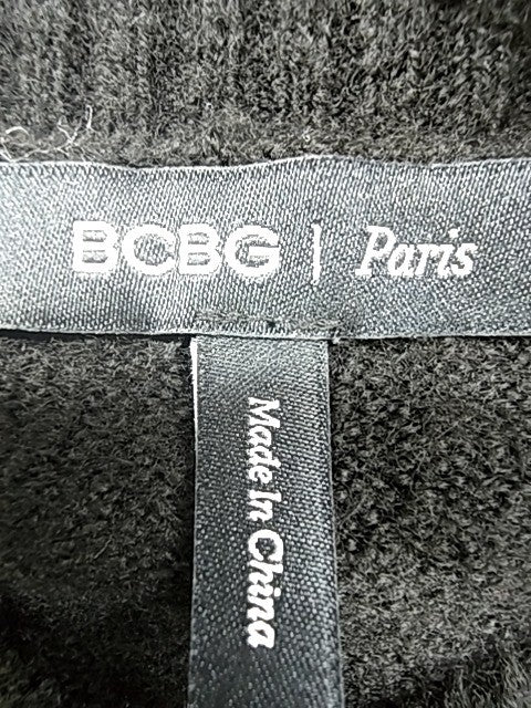 BCBG Women's Black Turtleneck Sweater L Ruffle Long Sleeve Knit