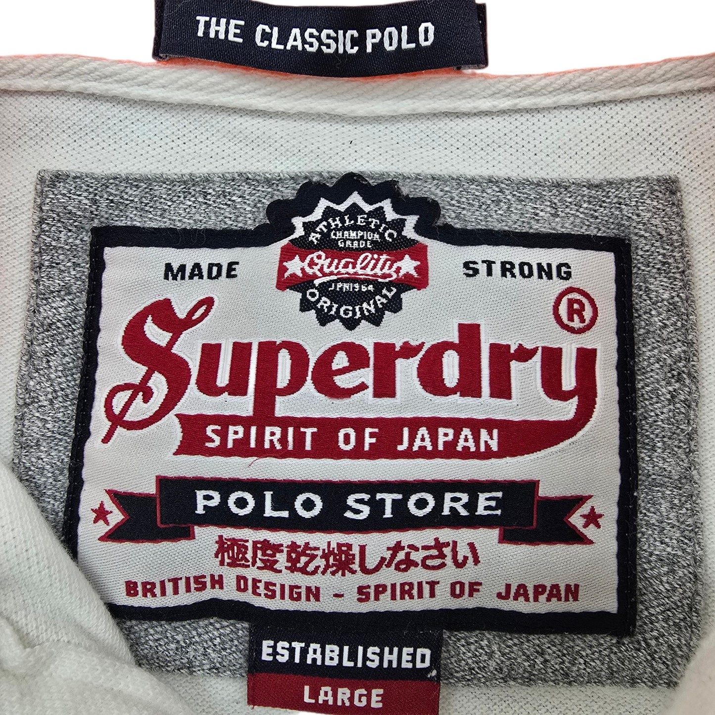 Superdry Classic Polo Shirt Men's L White Cotton Blend Logo Sport