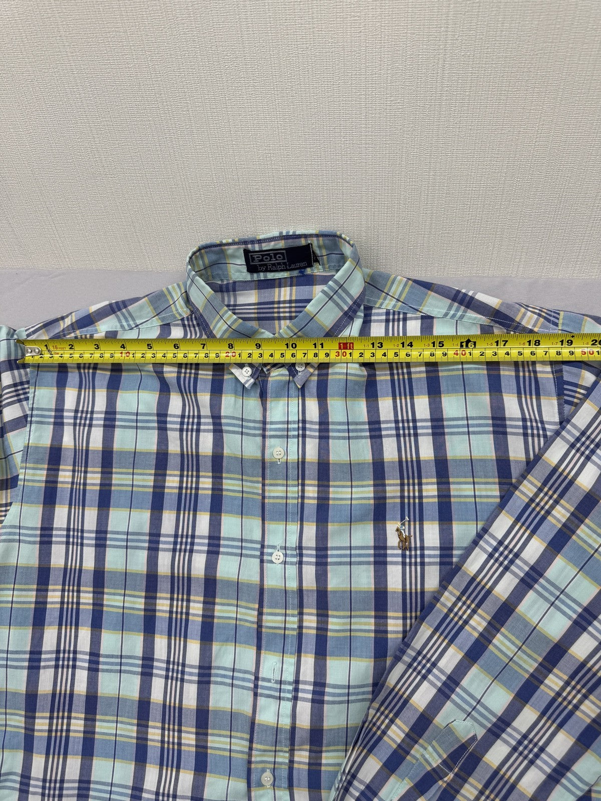 Polo Ralph Lauren Men's Blue Plaid Cotton Long Sleeve Button Down Shirt