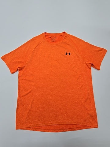 Under Armour Men's Orange HeatGear Tech T-Shirt Loose Fit Size M - EUC