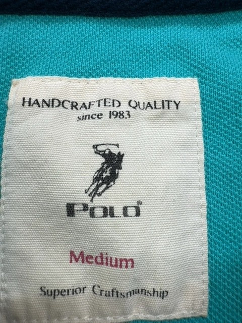 Polo Boys Teal Polo Shirt 100% Cotton Pique Knit Size M Excellent Cond