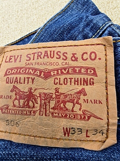 Levi's 506 Men's Straight Stretch Jeans 34x34 Blue Med Wash