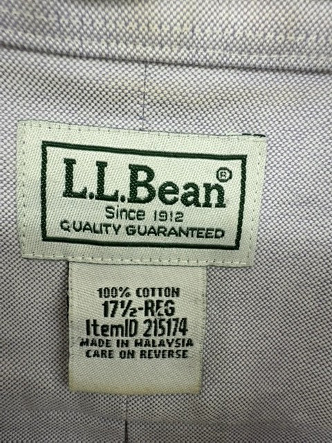 L.L.Bean Men's Short-Sleeve Button-Down Shirt Gray Cotton Size 171⁄2