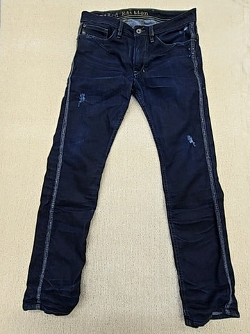 Diesel Men's Dark Blue Distressed Straight Jeans 28x34 Vintage