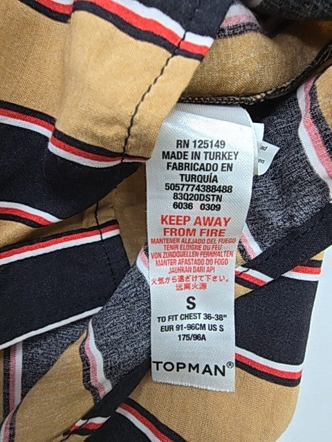 Topman Men Black Striped Button-Down Shirt Size S Casual BNWT