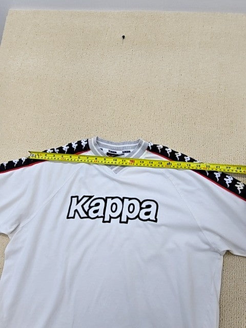 Kappa Men's XL White Short Sleeve Striped V-Neck T-Shirt Regular